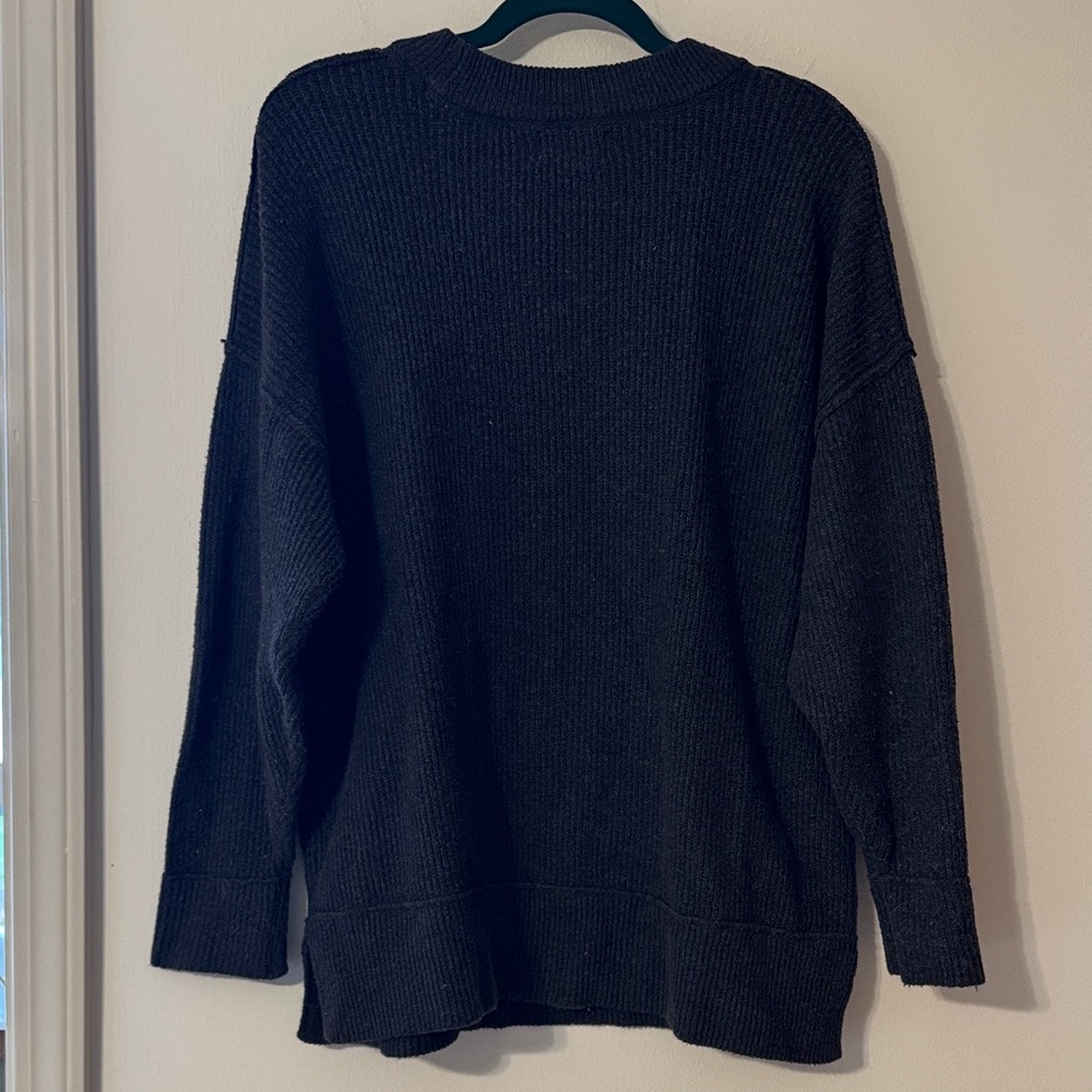 aerie dark gray/black Ribbed Crewneck Sweater - Picture 6 of 6